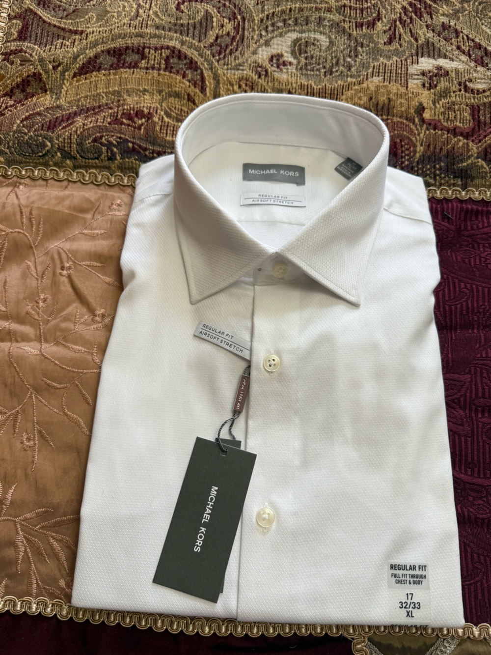 Michael Kors White Men's Regular Fit Dress Shirt